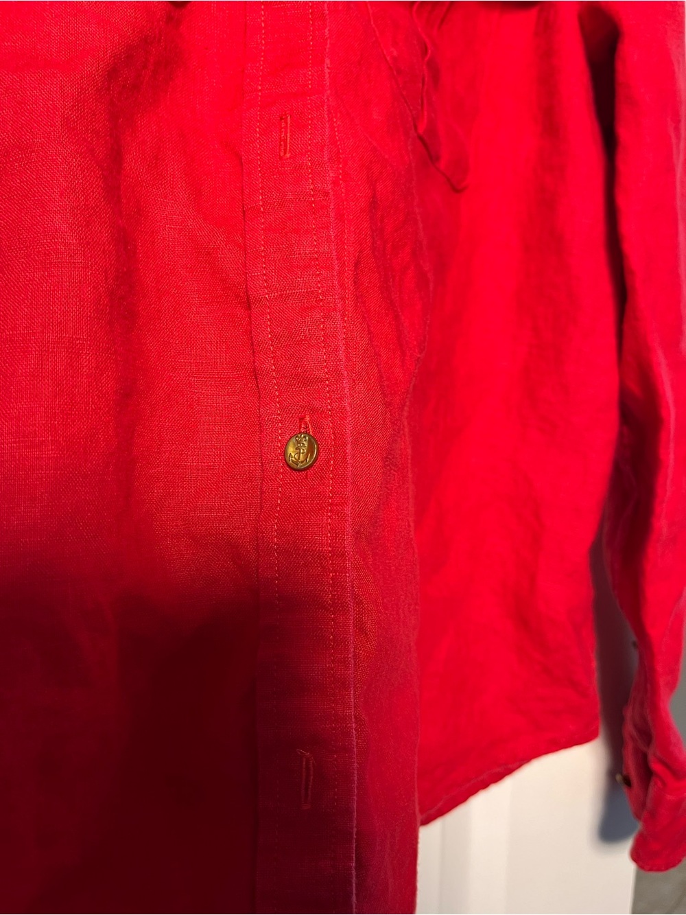 Lauren Ralph Lauren Red Button-Down Shirt Small Petite Workwear - Picture 6 of 9